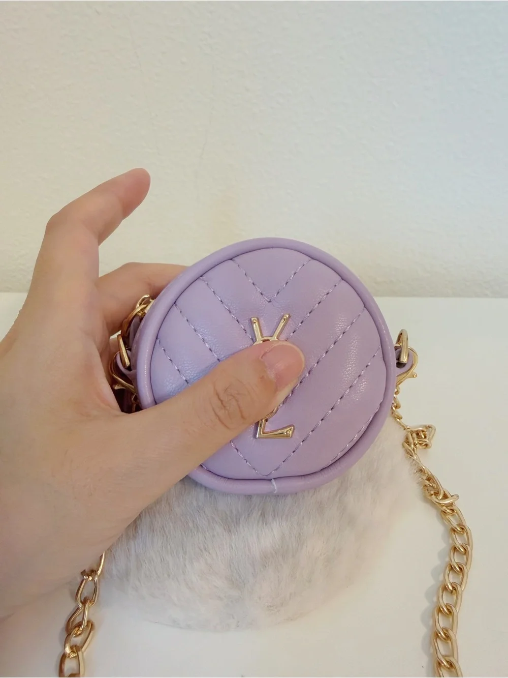Mini Lavender Round Coin Purse Charm